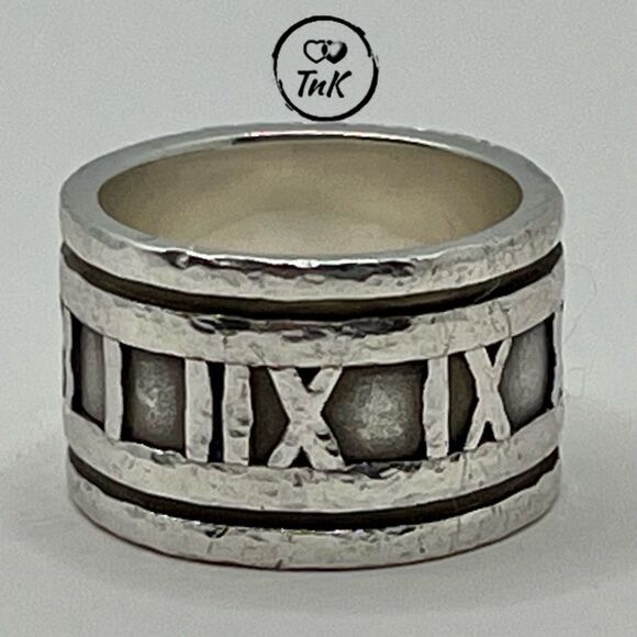 Vintage Tiffany Wide Atlas Silver Ring - Sz 4.75 - 5.0 - Picture 3 of 16